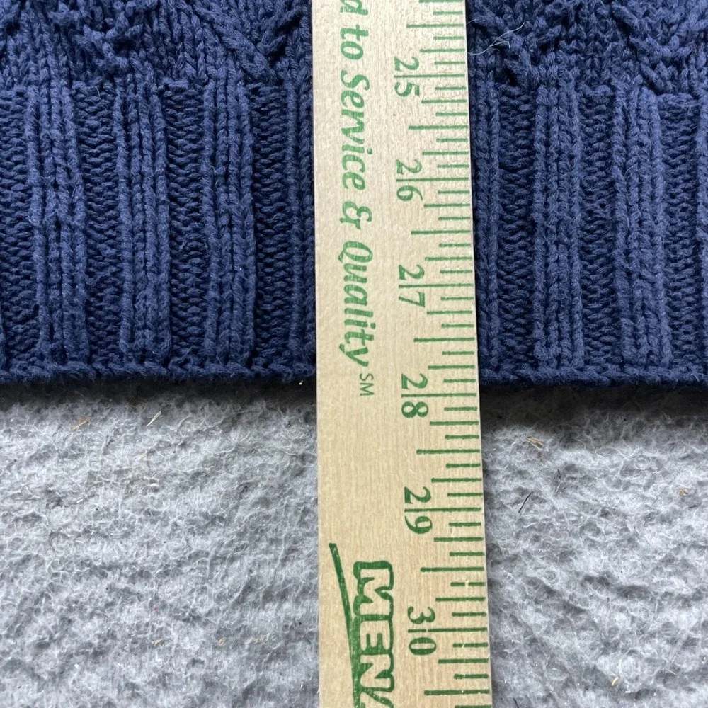 Vintage Polo Ralph Lauren Hand Knit Cotton Turtleneck Sweater Navy XL 90s RARE